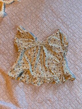 Rylee + Cru Beige Floral Ruffle Top